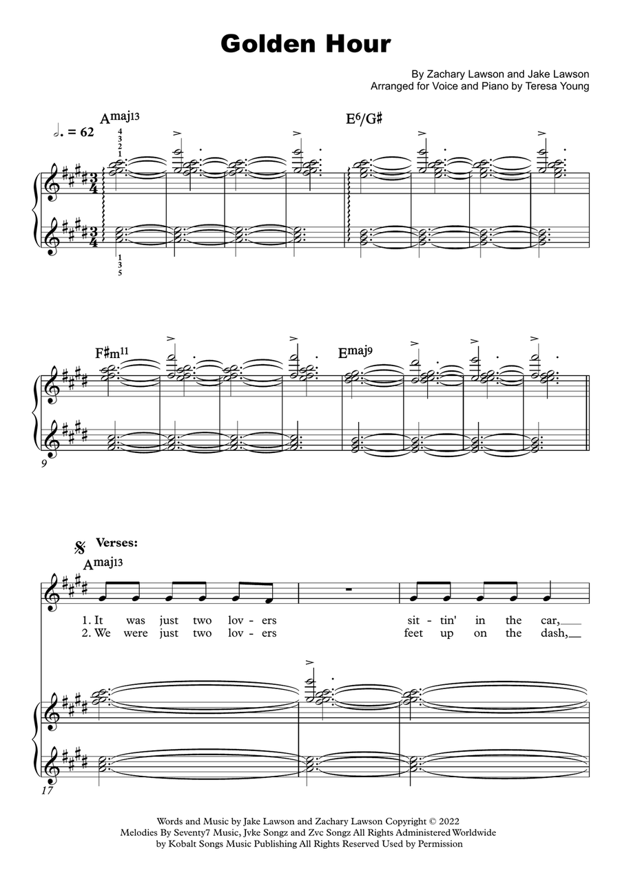 Golden Hour Piano, Vocal scores gallery preview page 1