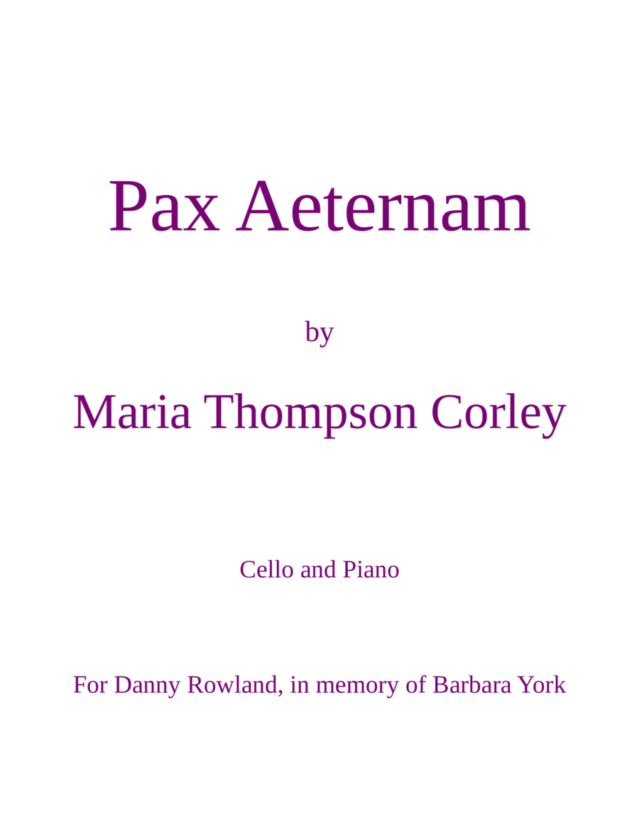 Pax Aeternam for cello and piano image number null