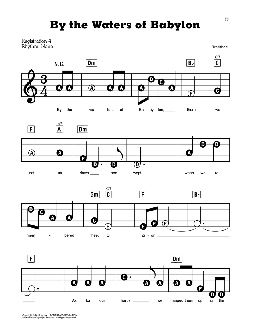 By The Waters Of Babylon Electronic Keyboard scores gallery preview page 1
