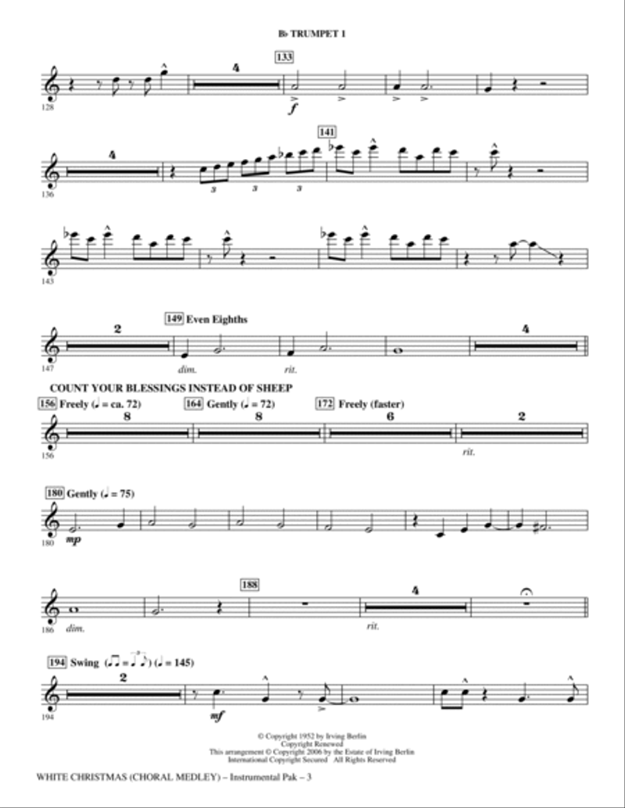 White Christmas (Choral Medley) - Bb Trumpet 1 Choir scores gallery preview page 3