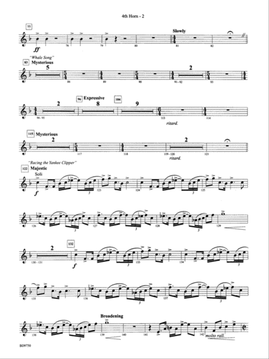 Songs of Sailor and Sea: 4th F Horn Concert Band scores gallery preview page 2