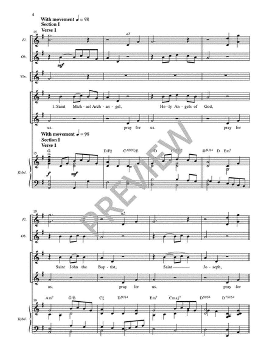 The Litany of the Saints for the Easter Vigil and for Baptism - Full Score and Parts Flute scores gallery preview page 5