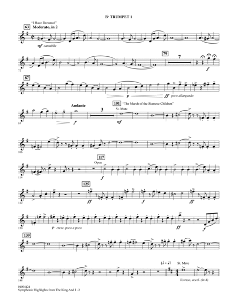 Symphonic Highlights from The King and I - Bb Trumpet 1 B-Flat Trumpet scores gallery preview page 2