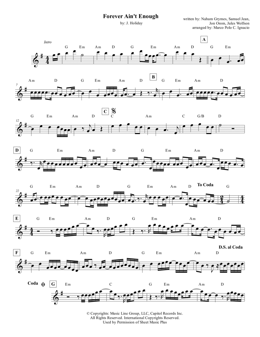Forever Ain't Enough Piano scores gallery preview page 1