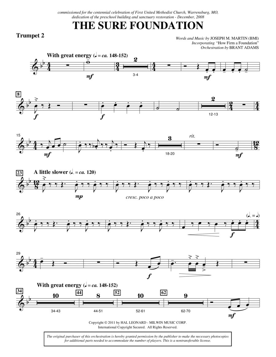 The Sure Foundation - Bb Trumpet 2 Choir scores gallery preview page 1