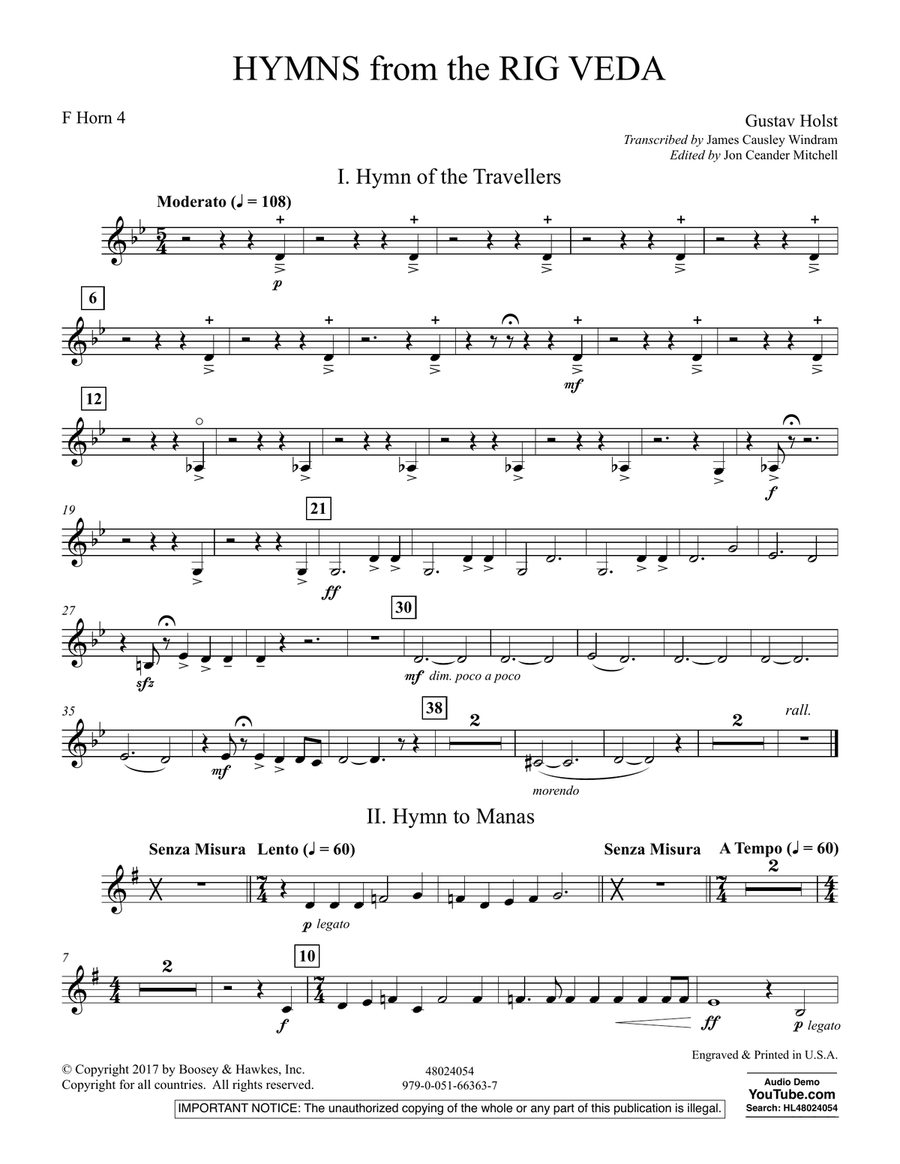 Hymns from the Rig Veda - Horn 4 in F