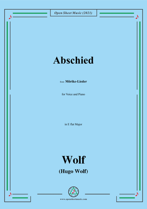 Book cover for Wolf-Abschied,in E flat Major,IHW 22 No.53,from Morike-Lieder,for Voice and Piano
