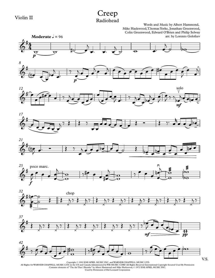 Creep String Quartet scores gallery preview page 3