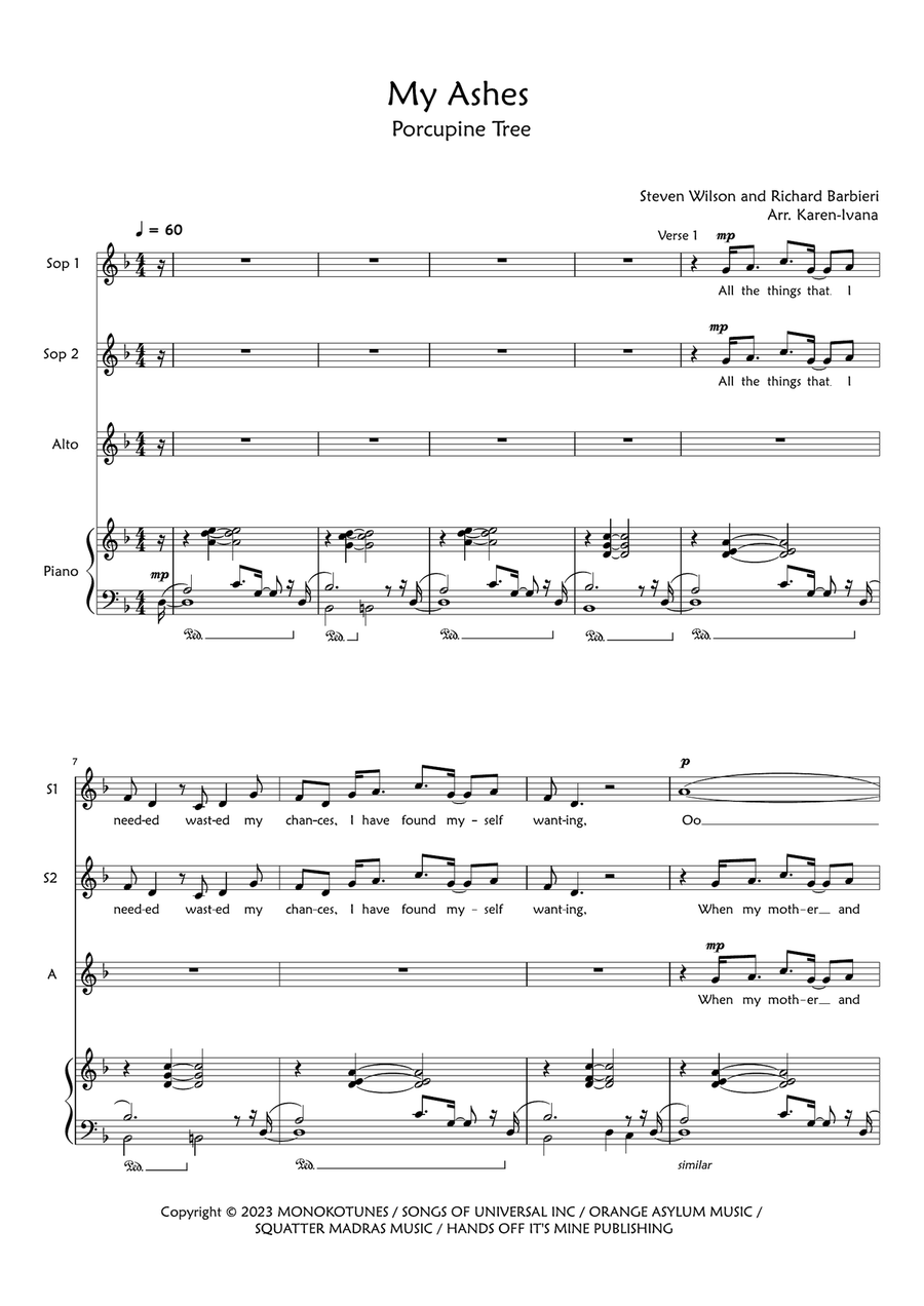 My Ashes My Ashes SSA scores gallery preview page 1