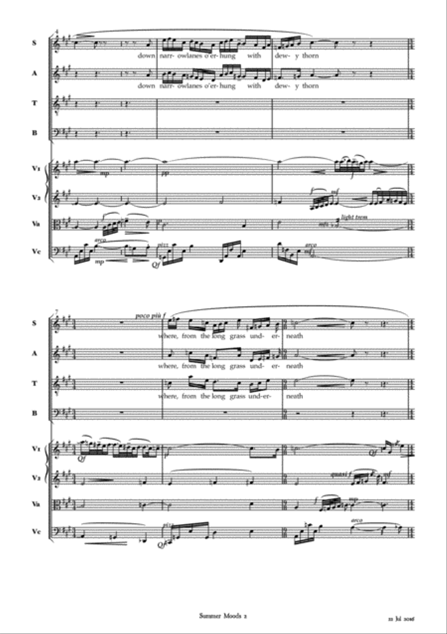 Three John Clare Songs for SATB & String Quartet 4-Part scores gallery preview page 4