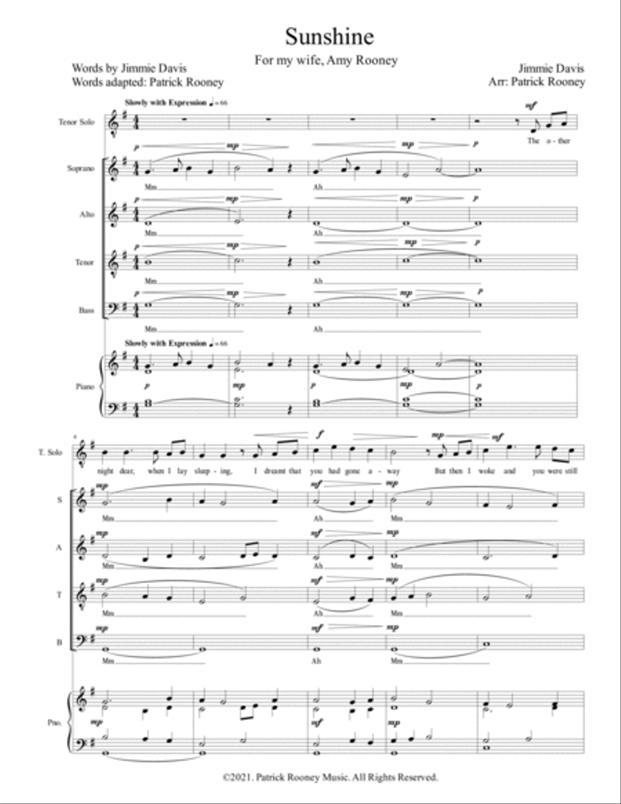 You Are My Sunshine You Are My Sunshine 4-Part scores gallery preview page 4