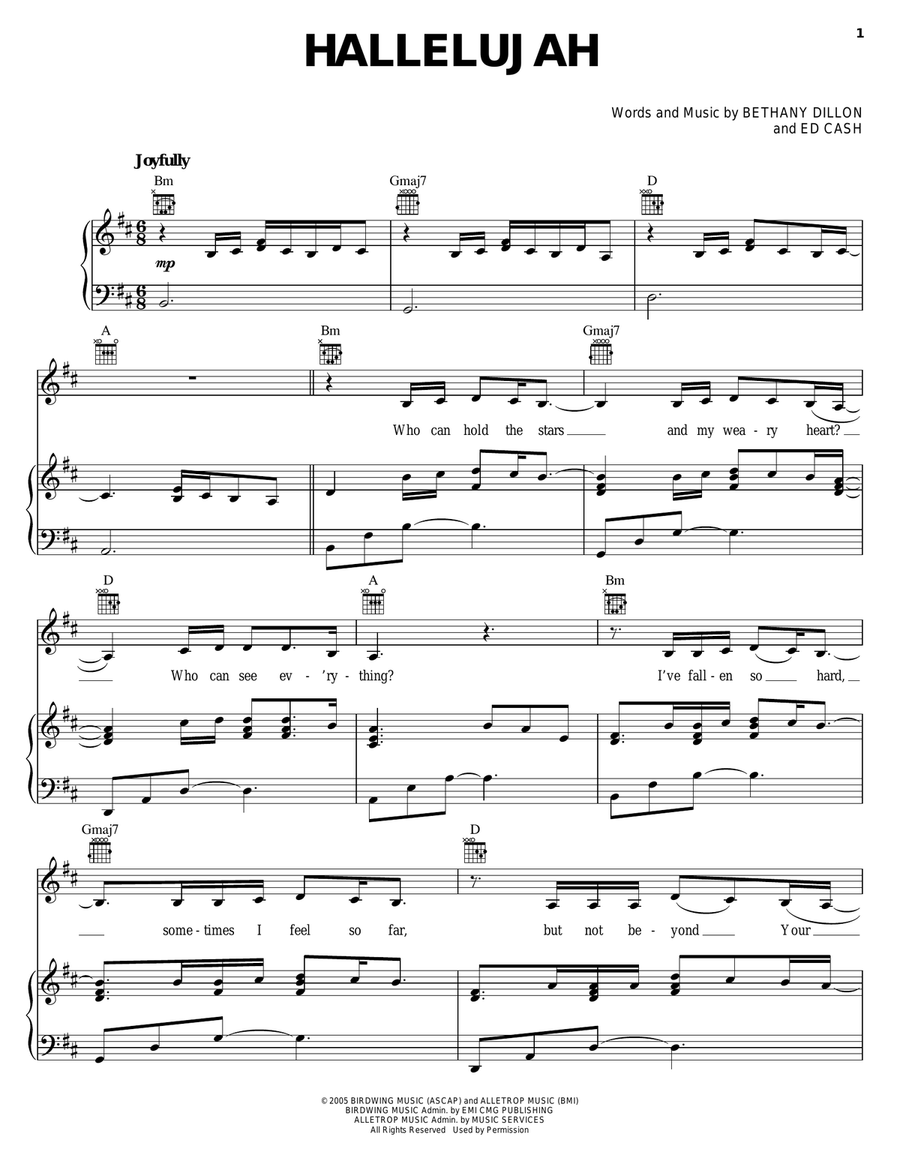 Hallelujah Hallelujah Piano, Vocal, Guitar scores gallery preview page 1