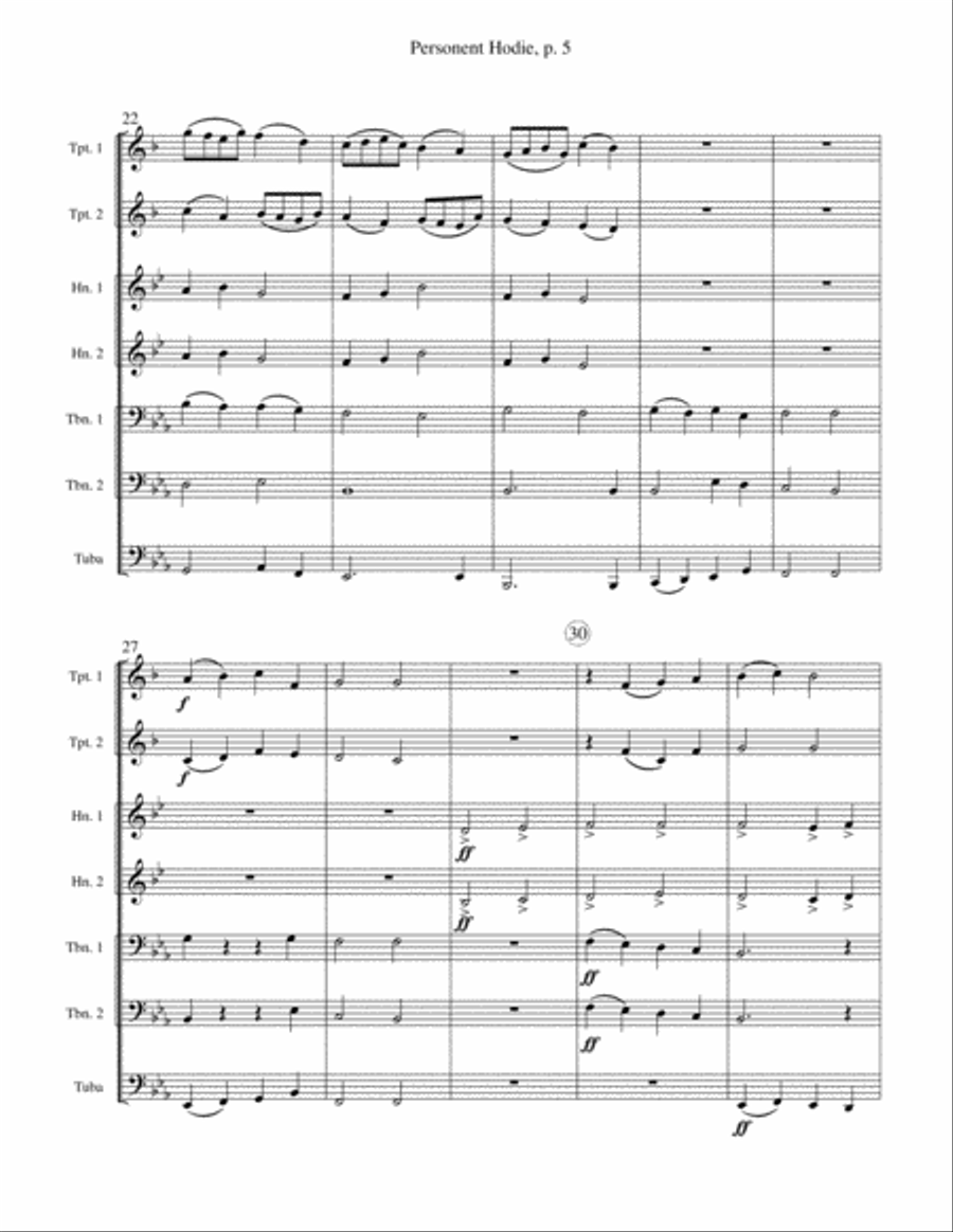 Chorale Prelude on Personent Hodie - Brass Septet Brass Ensemble scores gallery preview page 5