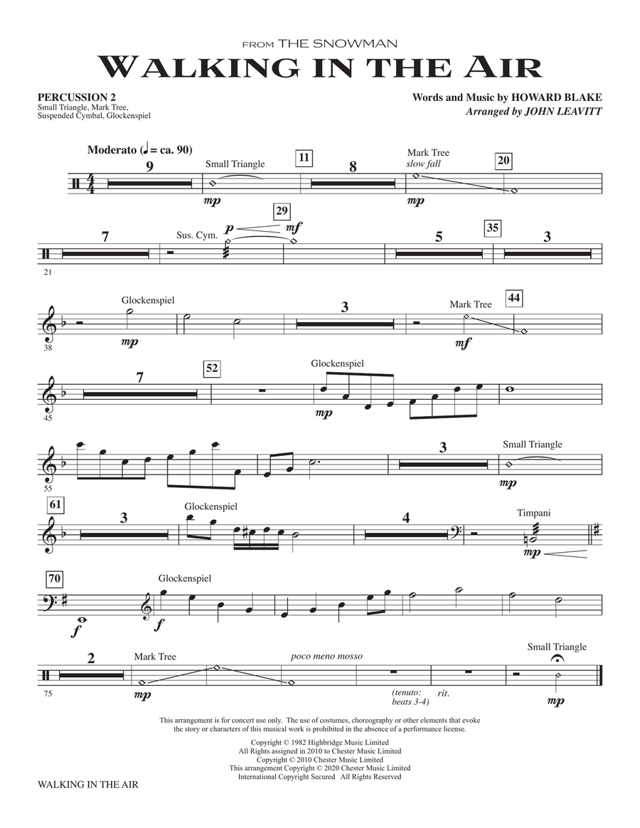 Walking In The Air (from The Snowman) (arr. John Leavitt) - Percussion 2 Choir scores gallery preview page 1
