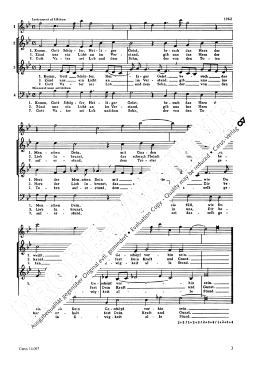Come, Holy Ghost, our souls inspire (Komm, Gott Schopfer, Heiliger Geist) Choir scores gallery preview page 2