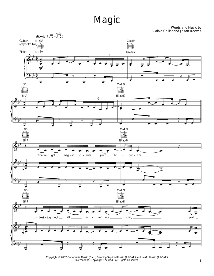 Magic Piano, Vocal, Guitar scores gallery preview page 1