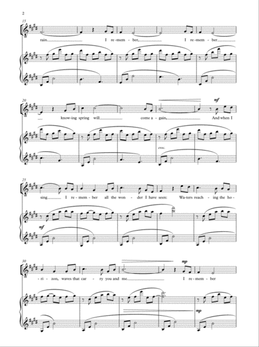 I remember (solo/high) High Voice scores gallery preview page 2
