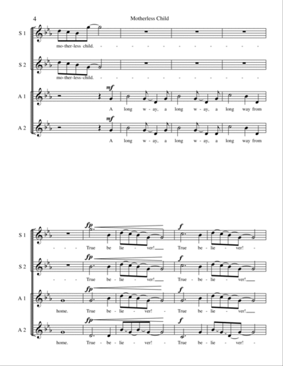 Motherless Child Motherless Child SSA scores gallery preview page 4