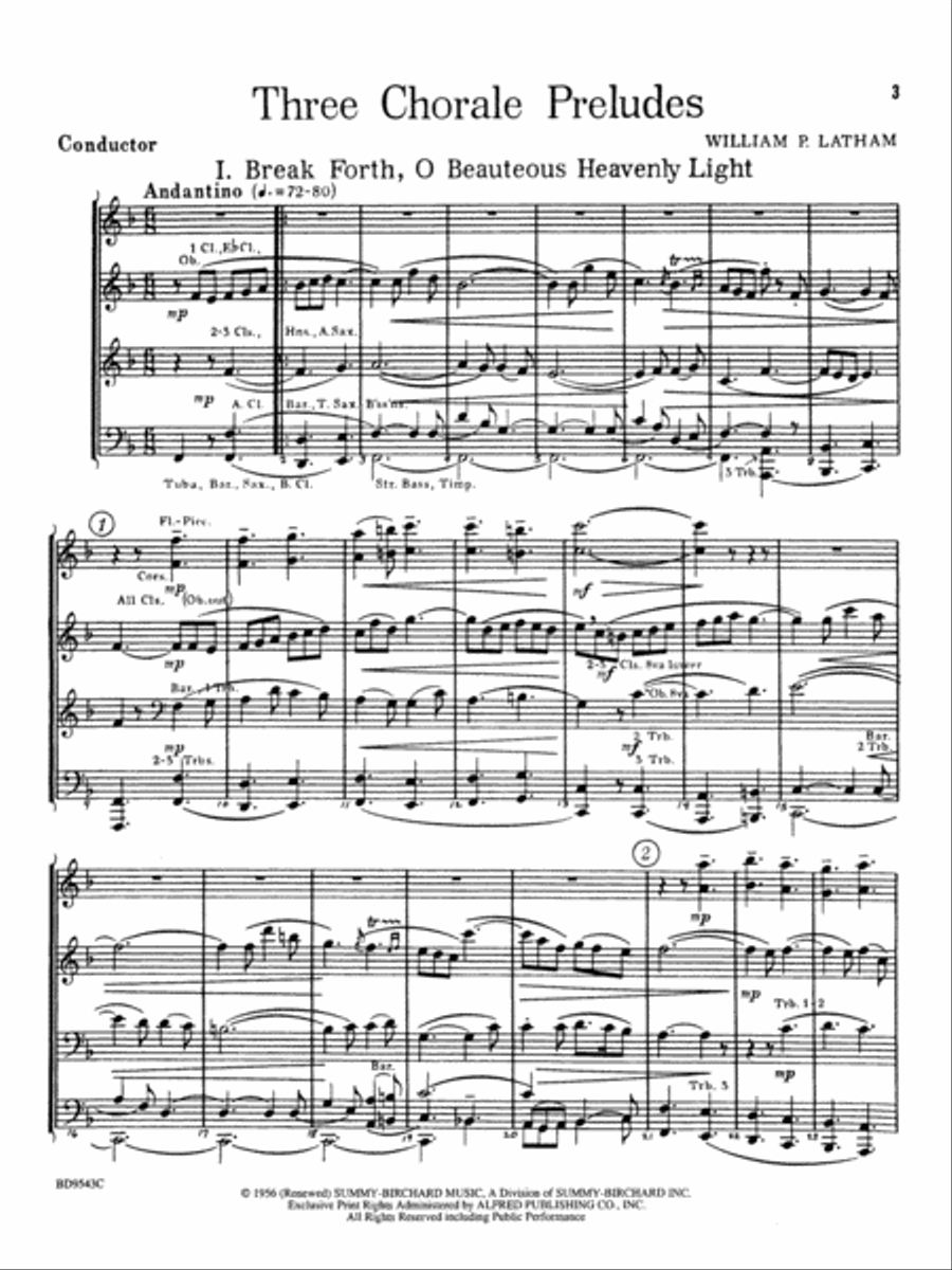 Three Chorale Preludes: Score Concert Band scores gallery preview page 3