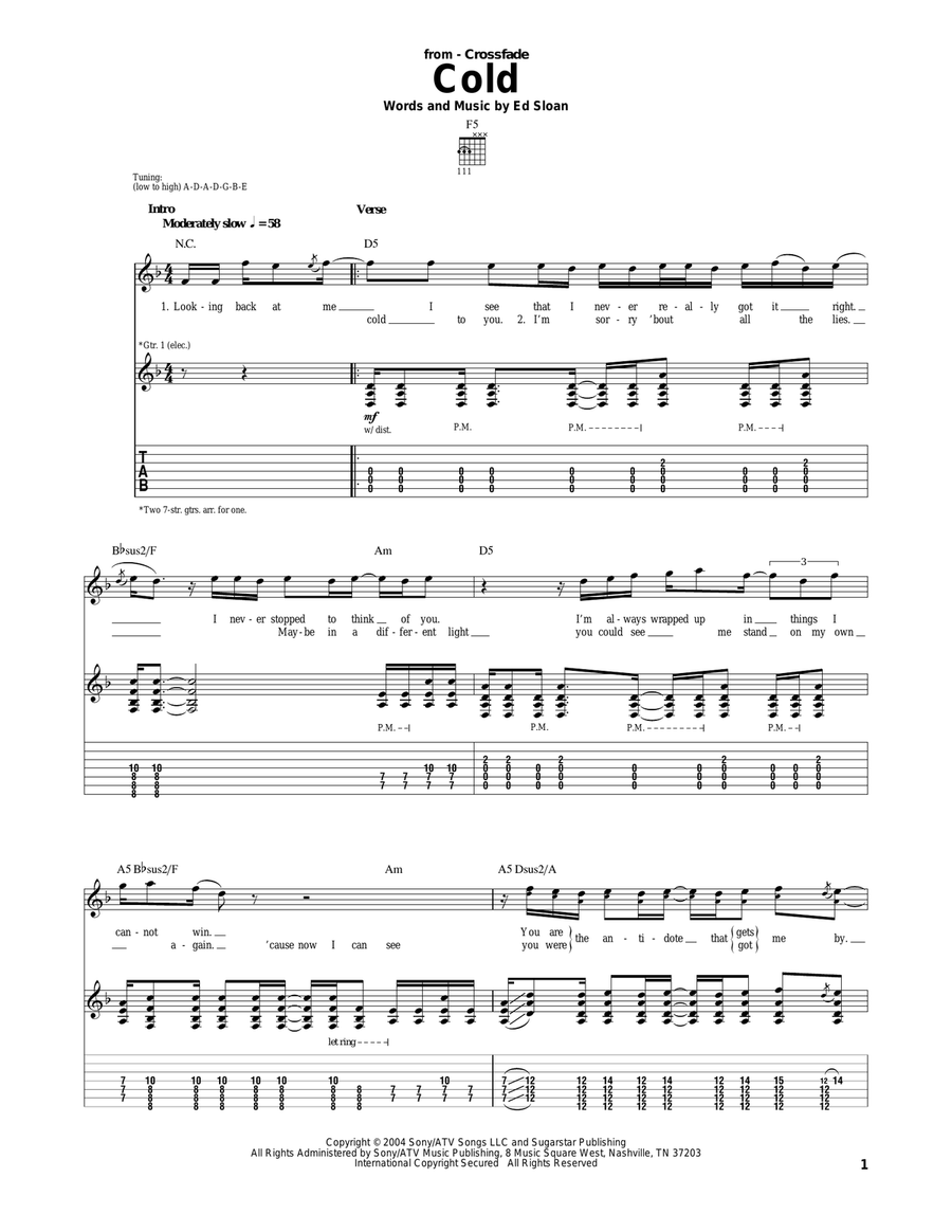 Cold Acoustic Guitar scores gallery preview page 1