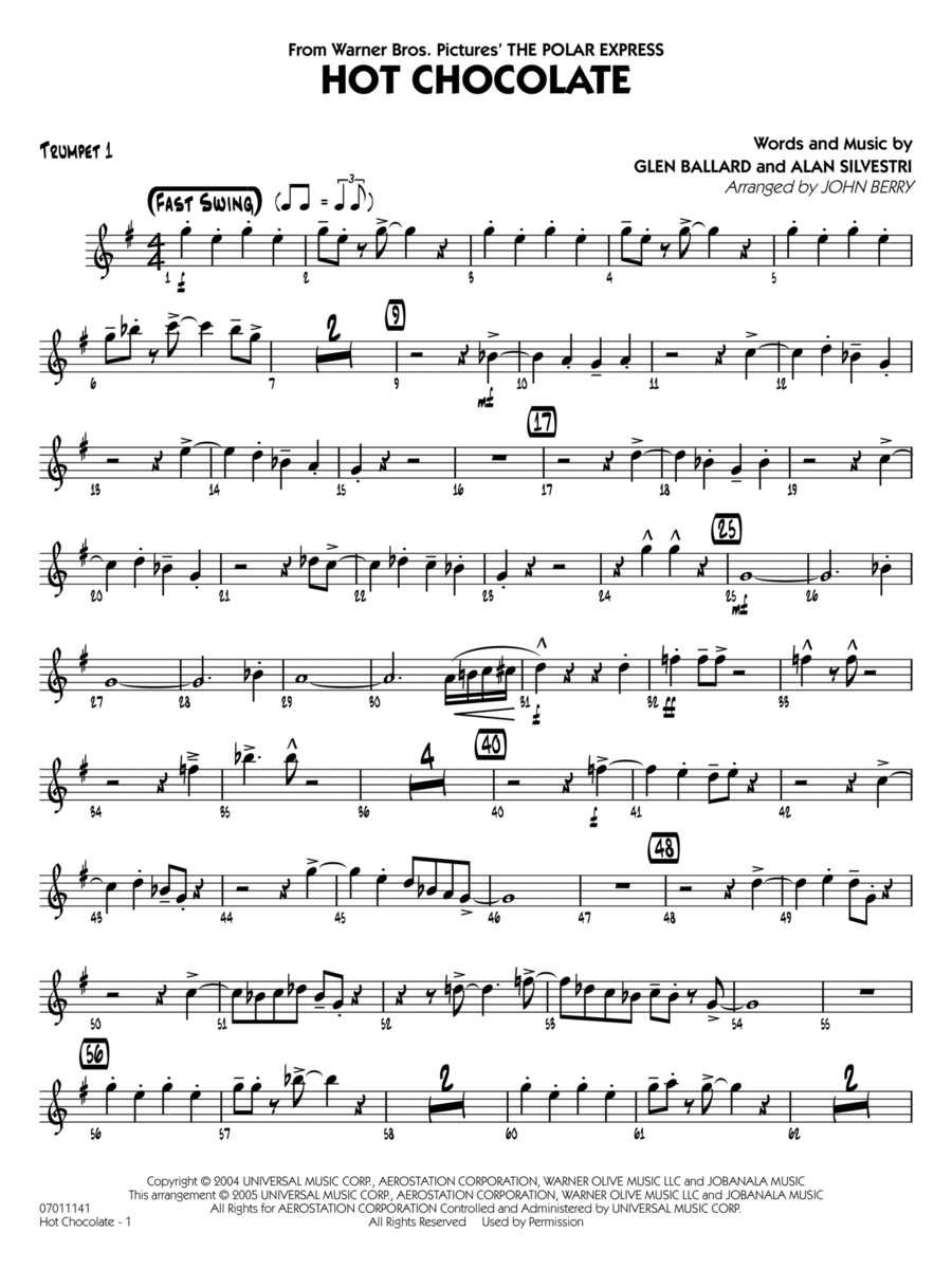 Hot Chocolate (from The Polar Express) (arr. John Berry) - Trumpet 1 Jazz Ensemble scores gallery preview page 1