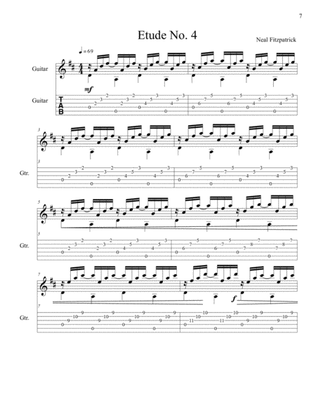 Etude No.4 For Guitar by Neal Fitzpatrick-Tablature Edition