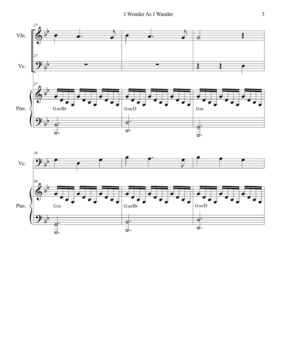 I Wonder As I Wander I Wonder As I Wander Piano Trio scores gallery preview page 3