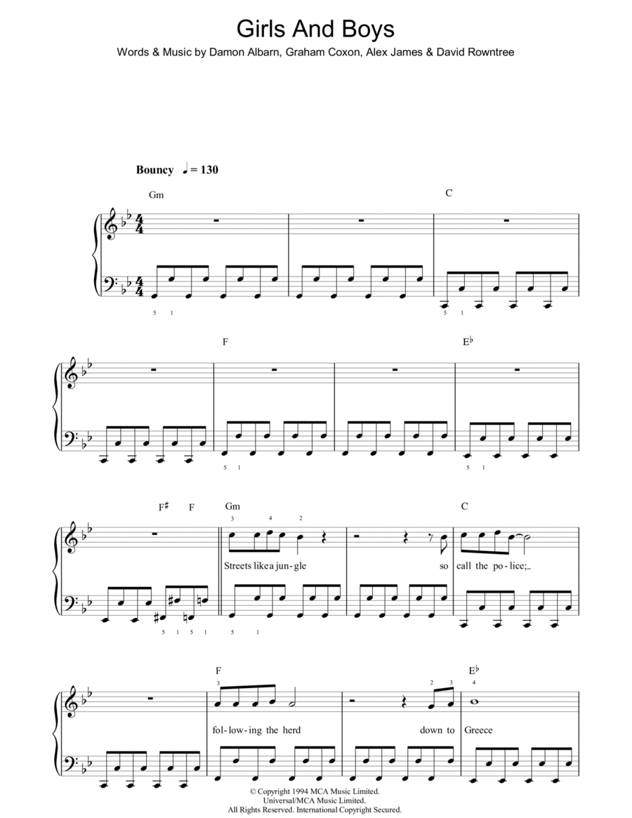 Girls And Boys Easy Piano scores gallery preview page 1