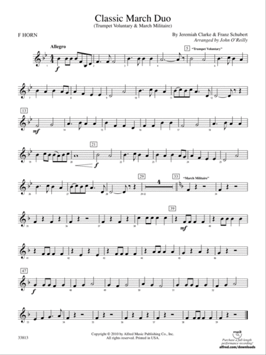 Classic March Duo: 1st F Horn Concert Band scores gallery preview page 1
