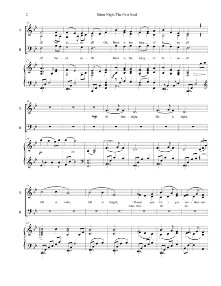 The Shepherds' Medley (The First Noel/Silent Night) Duet/Trio Vocal Duet scores gallery preview page 2