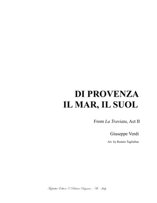 DI PROVENZA IL MAR, IL SUOL - G. Verdi - Arr. for Bariton and Piano