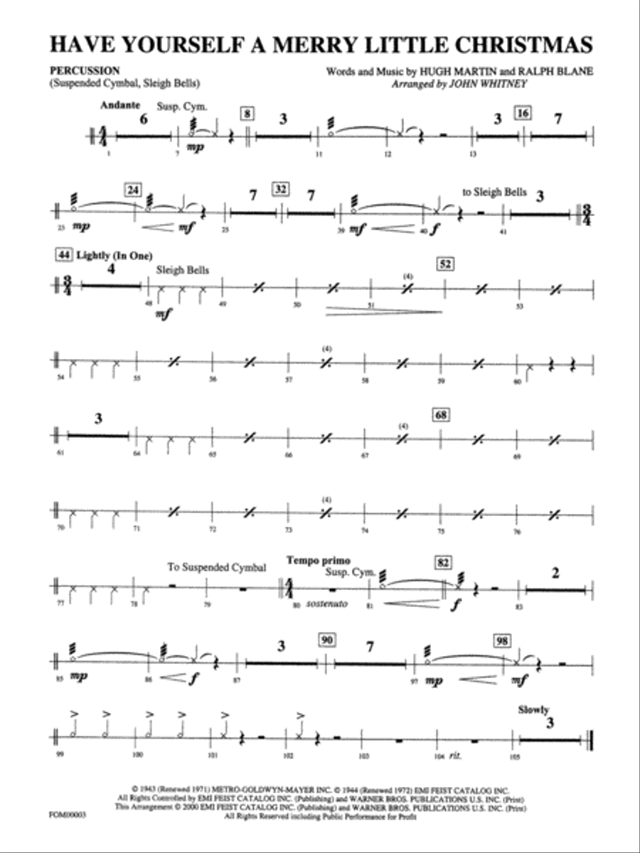 Have Yourself a Merry Little Christmas: 1st Percussion Full Orchestra scores gallery preview page 1