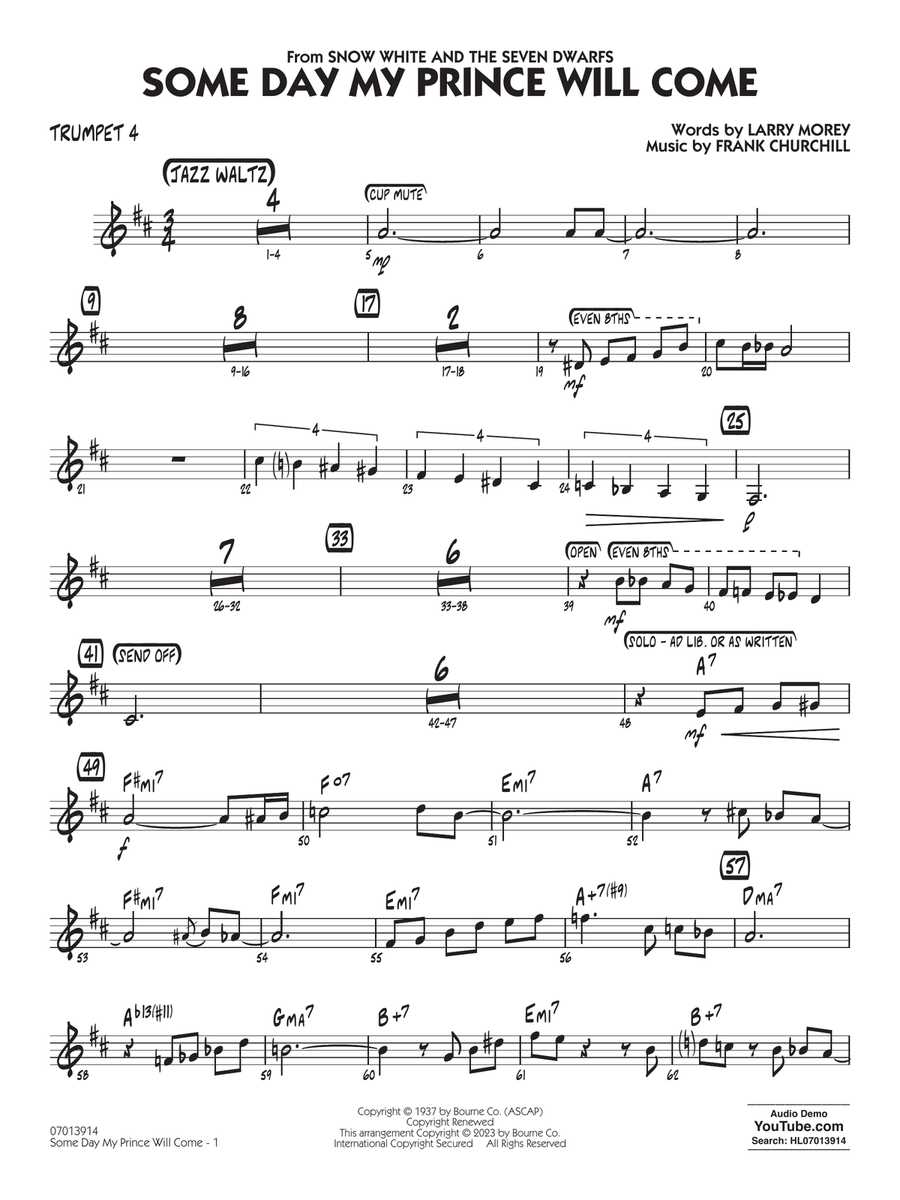 Some Day My Prince Will Come (arr. Chuck Israels) - Trumpet 4