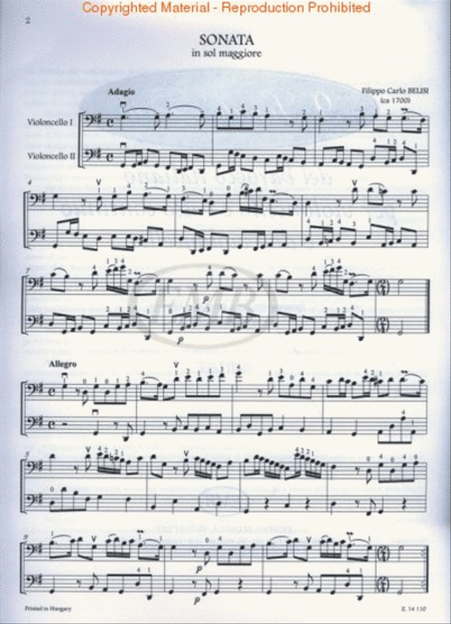 Nine Easy Baroque Violoncello Sonatas Piano Accompaniment scores gallery preview page 3
