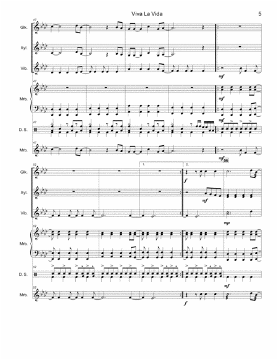 Viva La Vida Viva La Vida Percussion Ensemble scores gallery preview page 6