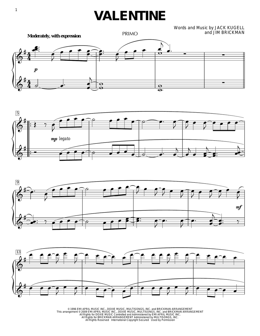 Valentine Piano Duet scores gallery preview page 2