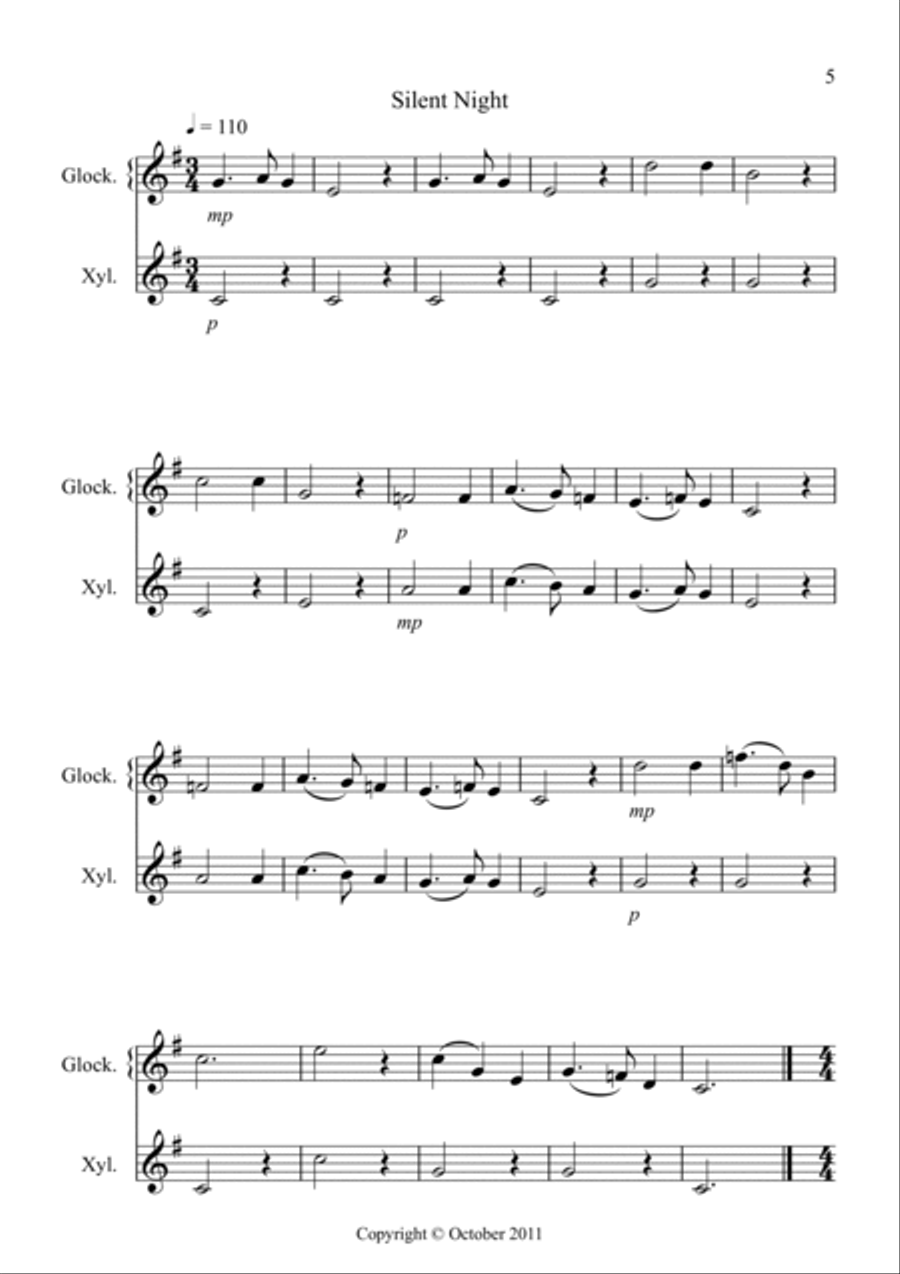 8 Easy Christmas Duets for Glockenspiel and Xylophone Duet Glockenspiel scores gallery preview page 5