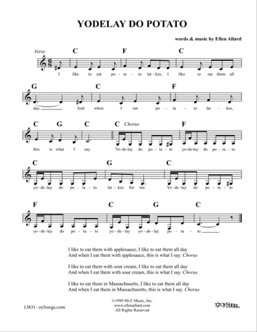 Yodelay Do Potato Yodelay Do Potato Piano scores gallery preview page 1