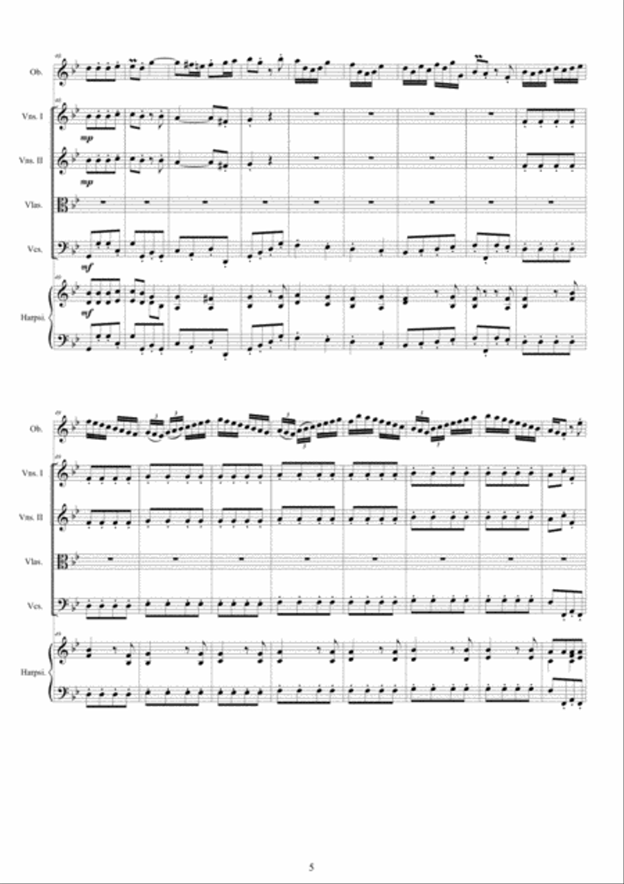 Six Oboe Concertos for Oboe, Strings and Continuo - Book 2 - Scores and Parts Chamber Orchestra scores gallery preview page 5
