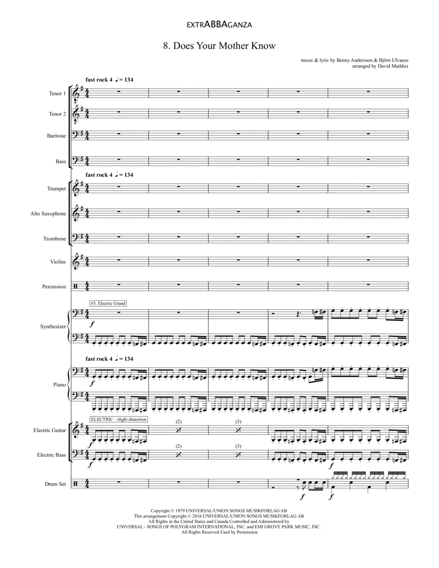 Does Your Mother Know Large Ensemble scores gallery preview page 1