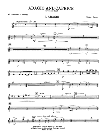 Adagio and Caprice - Bb Tenor Sax