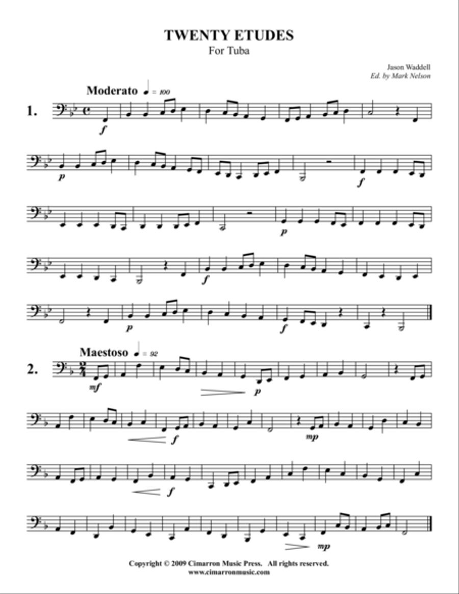 Twenty Etudes for Tuba Twenty Etudes for Tuba Tuba scores gallery preview page 1