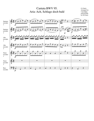 Aria: Ach, schlage doch bald from Cantata BWV 95 (arrangement for 7 recorders)
