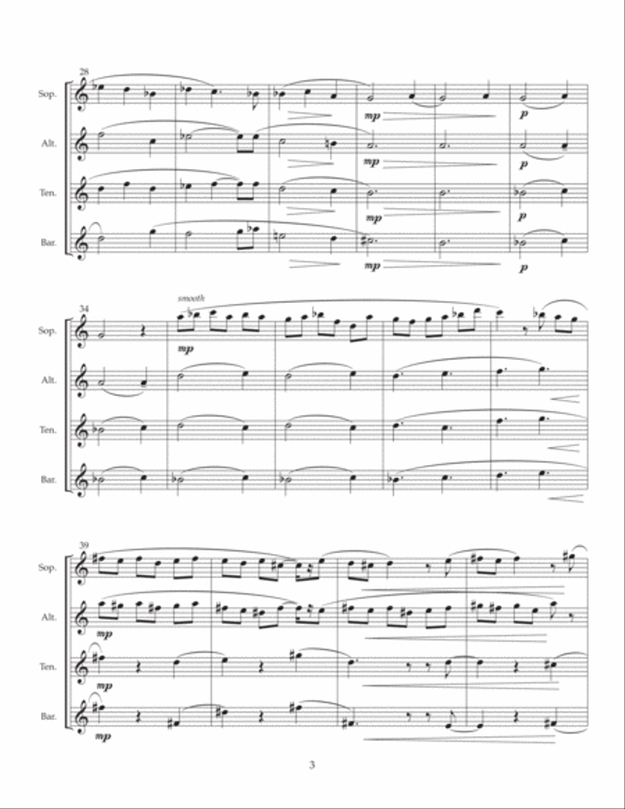 Song for Margot (Saxophone Quartet) Saxophone Quartet scores gallery preview page 3
