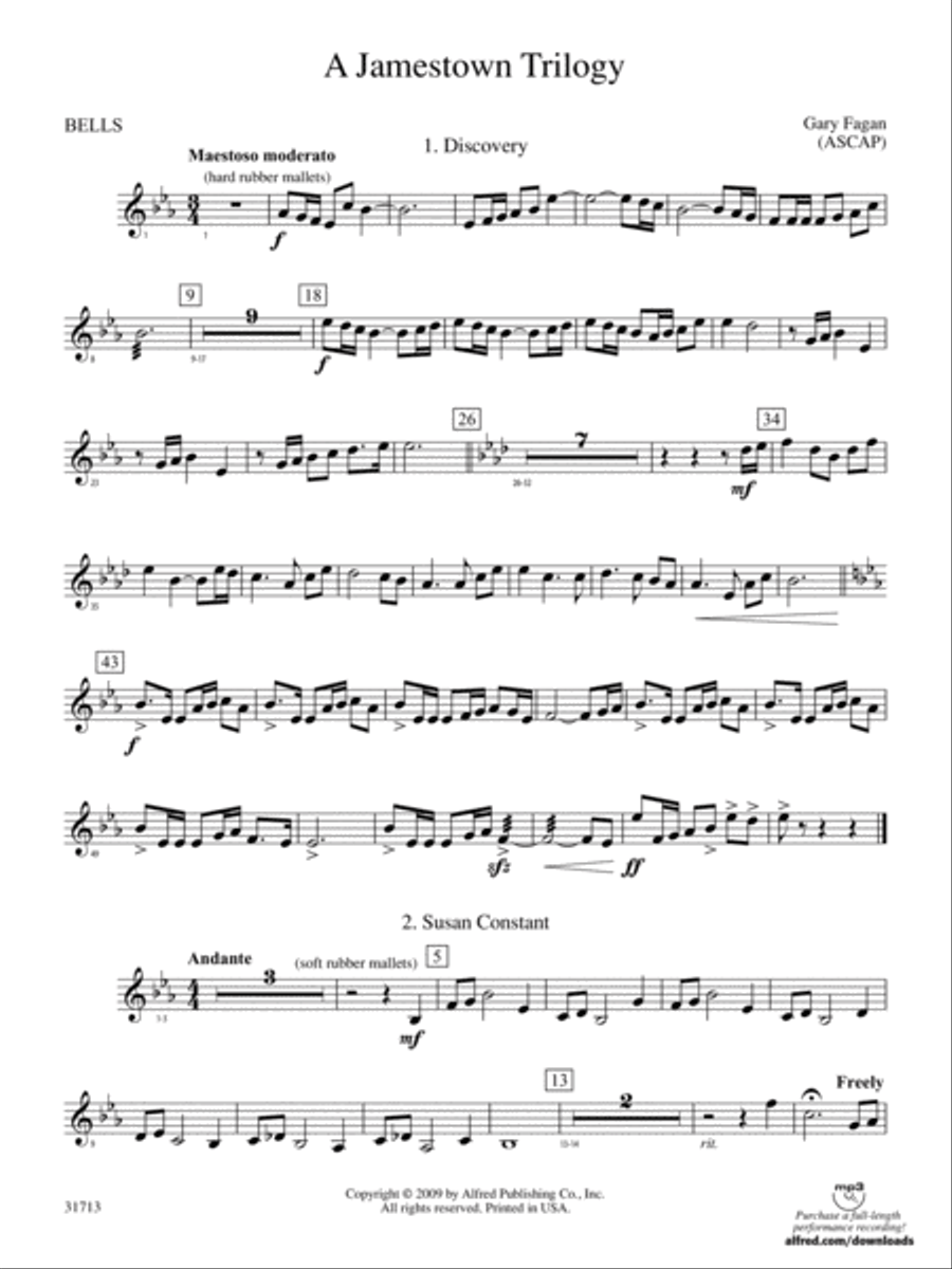 A Jamestown Trilogy: Bells Concert Band scores gallery preview page 1