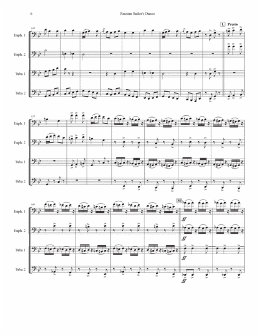 Russian Sailor's Dance Brass Quartet scores gallery preview page 6