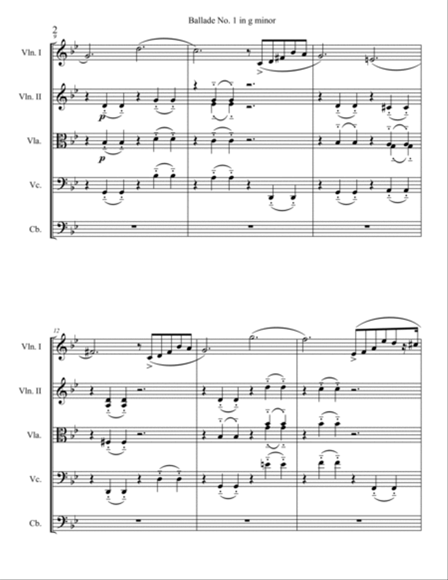Ballade No. 1 in g minor String Orchestra scores gallery preview page 2