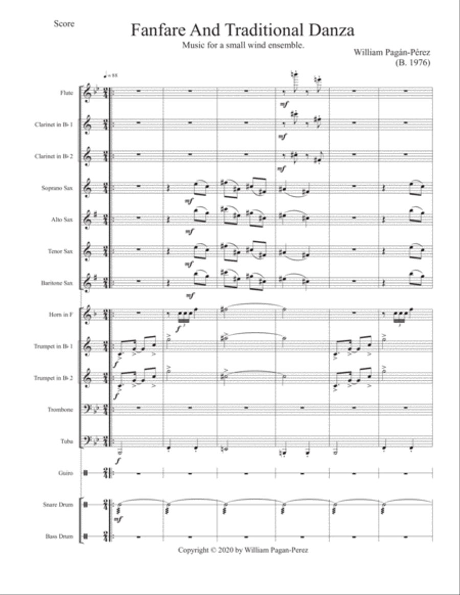Fanfare and Traditional Danza For Small Wind Ensemble Concert Band scores gallery preview page 2