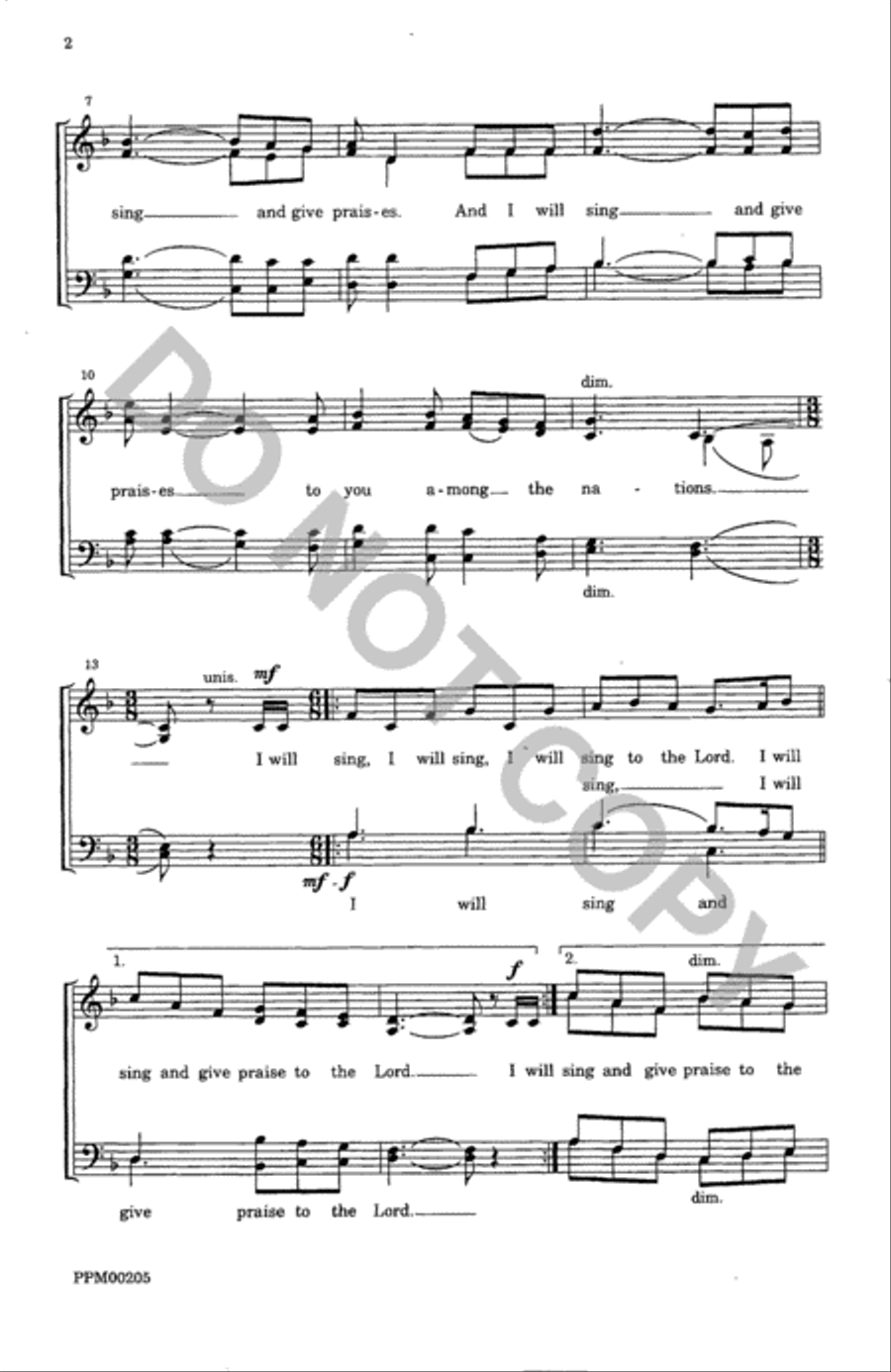 I Will Sing and Give Praise 4-Part scores gallery preview page 3
