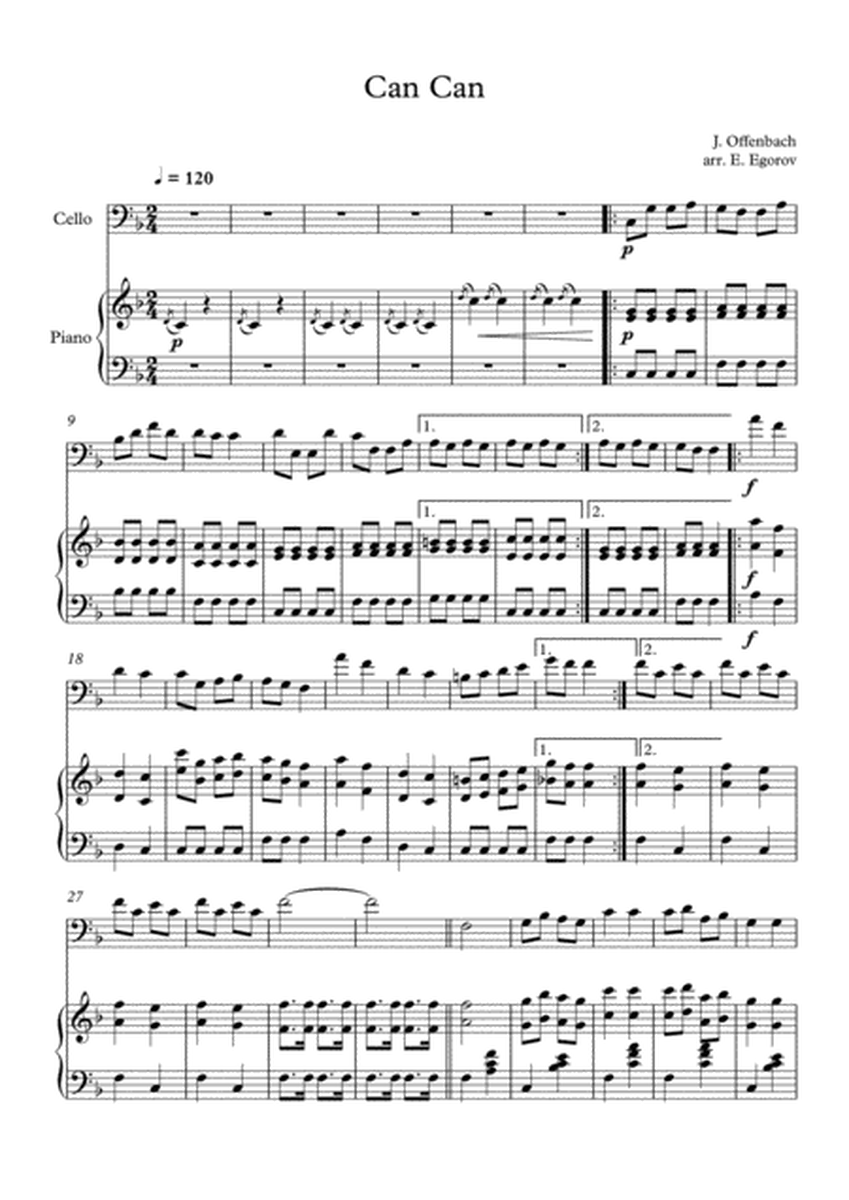 Can Can, Jacques Offenbach, For Cello & Piano image number null